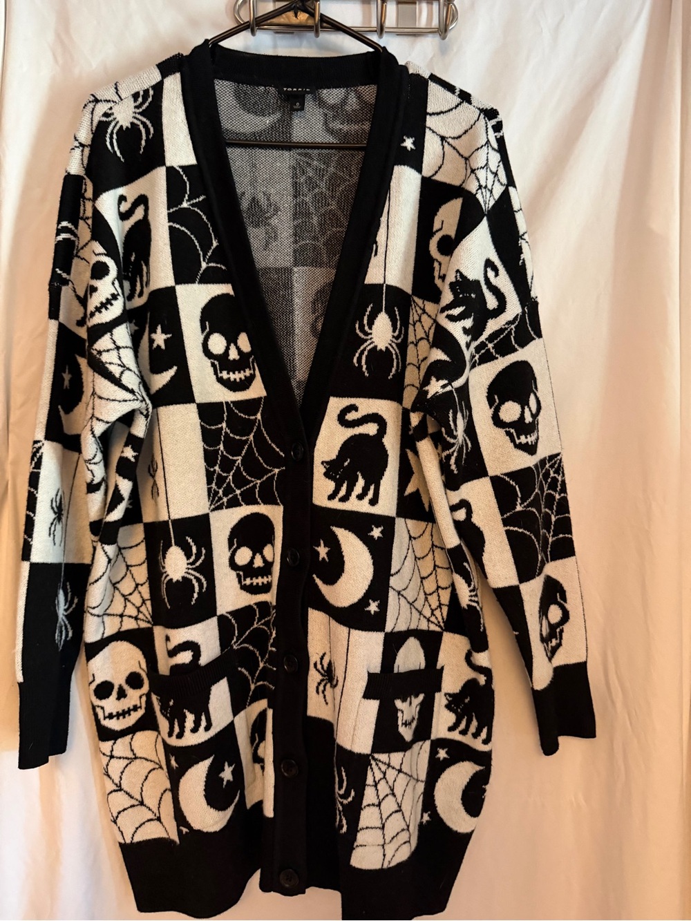 Torrid Black & White Halloween Icon Longline Cardigan